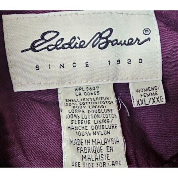 Eddie Bauer Womens XXL Purple Corduroy Lined Heavy Button Up Chore Barn Jacket - Picture 10 of 10